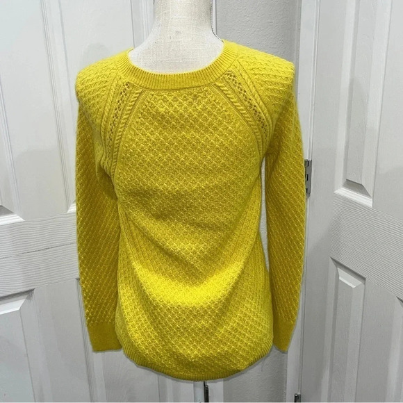 Loft Ann Taylor Spring , yellow, pullover, waffled knit sweater - Picture 6 of 8